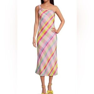 Gianni Binni x Jess Southern Shelby One Shoulder Chain‎ MIDI Dress Size 8 NWT